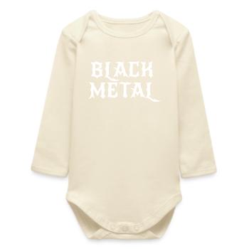 Black Metal logo design - Baby Organic Long-Sleeved Bodysuit - soft Ecru - Front