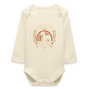 Schnauzer Mom Vintage Rainbow - Baby Organic Long-Sleeved Bodysuit - soft Ecru - Front