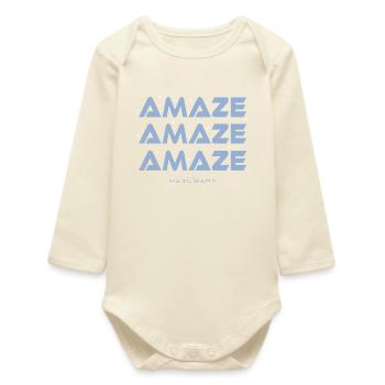Amaze Amaze Amaze - Art typographique de science-fiction - Body bébé manches longues biologique - écru doux - Devant