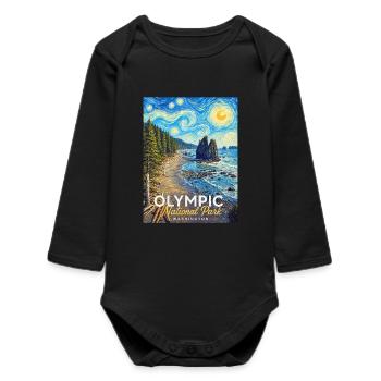 National Park Kunststurm Washington - Baby Organic Long-Sleeved Bodysuit - black - Front
