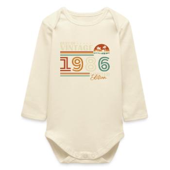 1986 Vintage Rétro Cadeau D'anniversaire - Body bébé manches longues biologique - écru doux - Devant