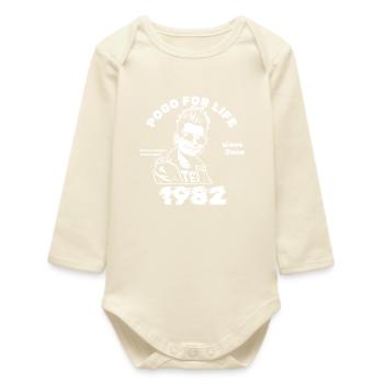 44. Geburtstag Pogo for life since 06/1982 - Baby Organic Langarmbody - Natur - Vorne