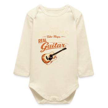 Papy Rock : Guitare, Musique et Sieste - Body bébé manches longues biologique - écru doux - Devant