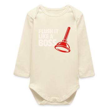 Rinse It Like a Chef | Plumber Humor - Baby Organic Long-Sleeved Bodysuit - soft Ecru - Front