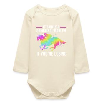 Horse racing - Baby Organic Long-Sleeved Bodysuit - soft Ecru - Front