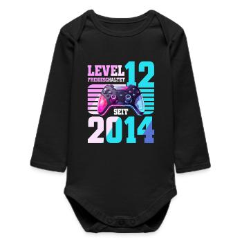 12. Geburtstag Gaming Gamer - Baby Organic Langarmbody - Schwarz - Vorne