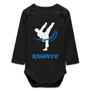 Ideal für MMA-Fans. Karate High Kick - Baby Organic Langarmbody - Schwarz - Vorne
