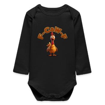 F-Caw Cartoon Rooster | funny pictures, lifestyle - Baby Organic Long-Sleeved Bodysuit - black - Front