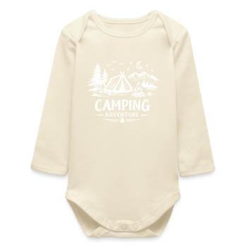 Camping Adventure - Baby Organic Long-Sleeved Bodysuit - soft Ecru - Front