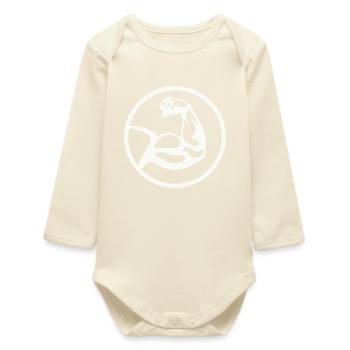 Biceps Black White - Baby Organic Long-Sleeved Bodysuit - soft Ecru - Front