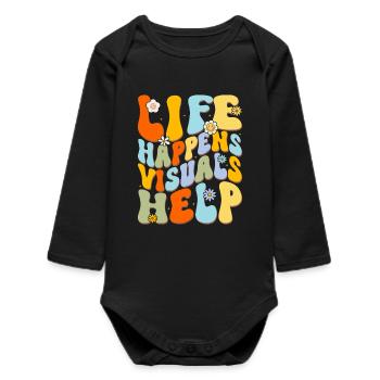 Joie de vivre des lettres colorées - Body bébé manches longues biologique - noir - Devant