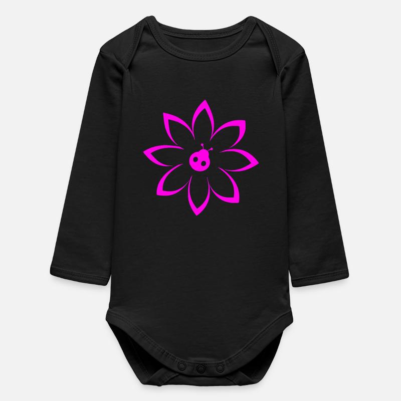 Fleur - Body bébé manches longues biologique - noir