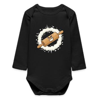 Wütendes Nudelholz Cartoon - Baby Organic Langarmbody - Schwarz - Vorne