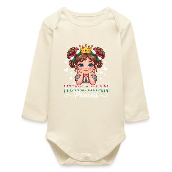 Ungarische Prinzessin Mädchen Cartoon - Baby Organic Langarmbody - Natur - Vorne