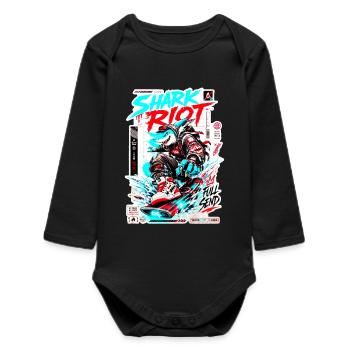 Shark Riot Streetwave Design de skate à pleine vitesse - Body bébé manches longues biologique - noir - Devant