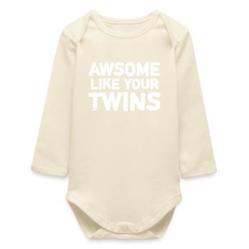 Gemini Saying - Baby Organic Long-Sleeved Bodysuit - soft Ecru - Front