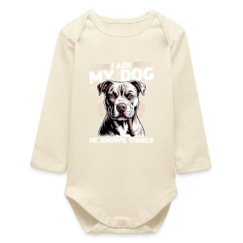 Pitbull Terrier Race de chien pittie - Body bébé manches longues biologique - écru doux - Devant