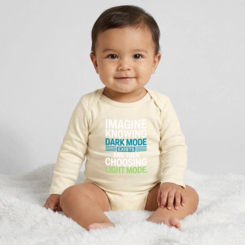Dark Mode Exists Programmer IT Nerd Coder Office Baby Organic Long-Sleeved Bodysuit