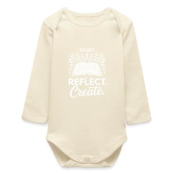Study Reflect Create: Open Book Laurel - Baby Organic Long-Sleeved Bodysuit - soft Ecru - Front