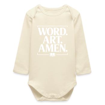 Word Art Amen Typographie Tee - Body bébé manches longues biologique - écru doux - Devant