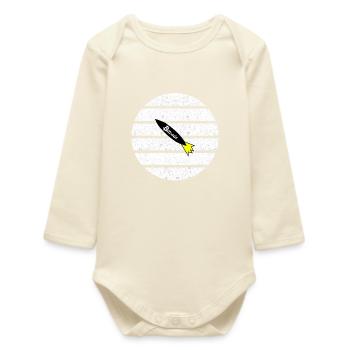 Krypto Rakete im Streifenkreis - Baby Organic Langarmbody - Natur - Vorne