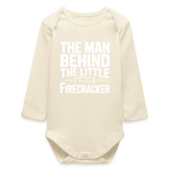 The Man Behind The Little Firecracker - Baby Organic Long-Sleeved Bodysuit - soft Ecru - Front