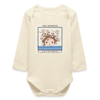 Sea of Tranquility and Thoughts - Baby Organic Long-Sleeved Bodysuit - soft Ecru - Front