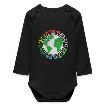 Global Environmental Rescue Logo - Baby Organic Long-Sleeved Bodysuit - black - Front