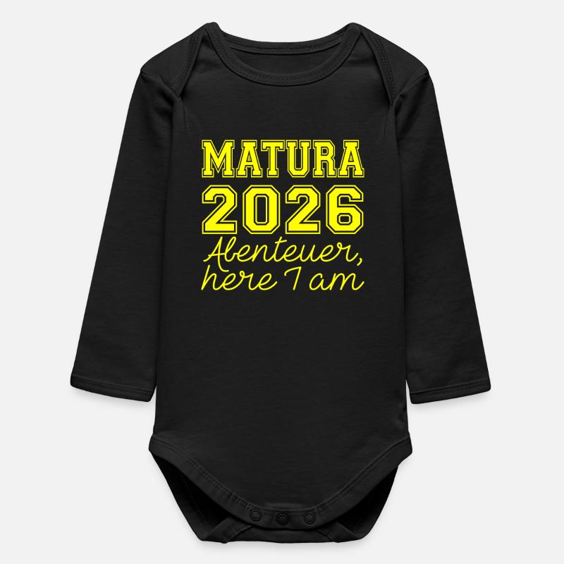 Matura 2026 Spruch - Baby Organic Long-Sleeved Bodysuit - black