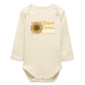 Urgroßmutter-Oma Sonnenblumen-Geschenk - Baby Organic Langarmbody - Natur - Vorne