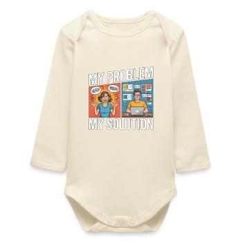 UX/UI Designer My Problem My Pictogram Dad Mom - Baby Organic Long-Sleeved Bodysuit - soft Ecru - Front