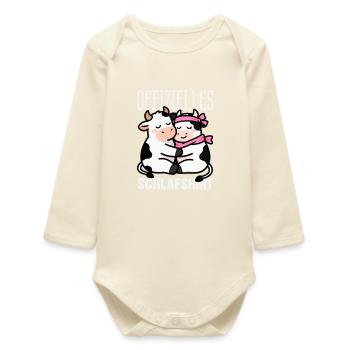 Offizielles Schlafshirt Süße Kühe Pyjama Kuh - Baby Organic Langarmbody - Natur - Vorne