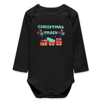 Christmas Train - Baby Organic Langarmbody - Schwarz - Vorne