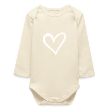 Heart - Baby Organic Long-Sleeved Bodysuit - soft Ecru - Front