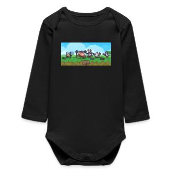Peasant Gym Pixel Show - Baby Organic Long-Sleeved Bodysuit - black - Front