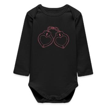 Menottes Cœur Amour - Body bébé manches longues biologique - noir - Devant