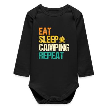 Camping, Vie de campement Vie de campement dans la forêt - Body bébé manches longues biologique - noir - Devant