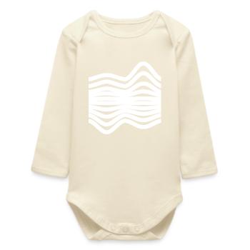Waves Pattern - Baby Organic Long-Sleeved Bodysuit - soft Ecru - Front