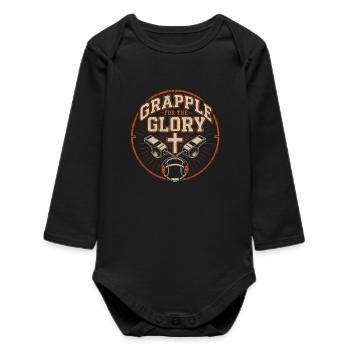 Grapple For The Glory Christlicher Ringer - Baby Organic Langarmbody - Schwarz - Vorne