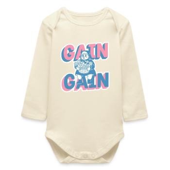 Dessin animé Gain Gain Gain Gym Girl - Body bébé manches longues biologique - écru doux - Devant