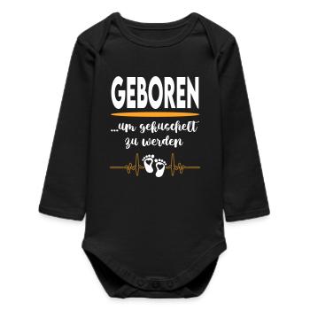Geboren um gekuschelt zu werden Babysprüche - Baby Organic Langarmbody - Schwarz - Vorne