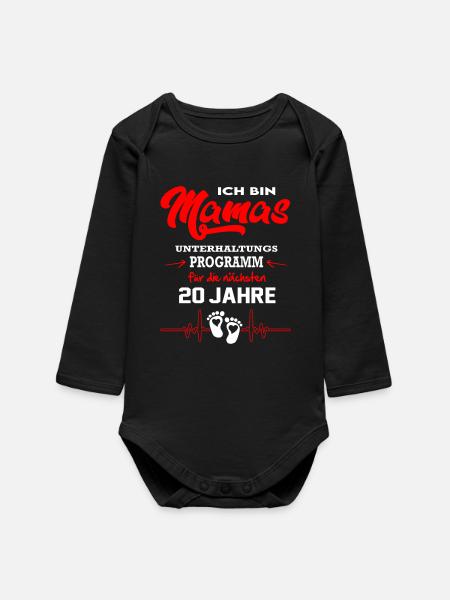 Mamas Unterhaltungsprogramm Strampler Babysprüche - Baby Organic Langarmbody - Schwarz