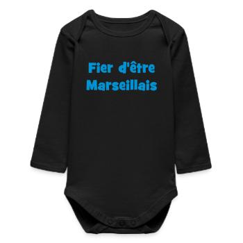 Proud to be Marseille - Baby Organic Long-Sleeved Bodysuit - black - Front
