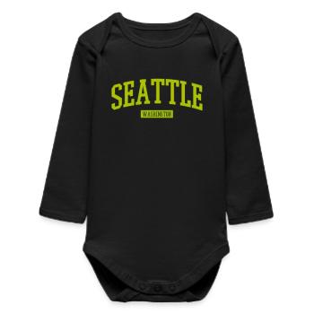 Seattle Washington Lettering - Baby Organic Long-Sleeved Bodysuit - black - Front