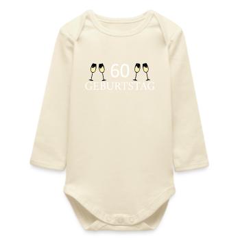 60th birthday 60 years - Baby Organic Long-Sleeved Bodysuit - soft Ecru - Front