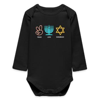 Hanukkah Chanukkah Hanukah - Baby Organic Long-Sleeved Bodysuit - black - Front