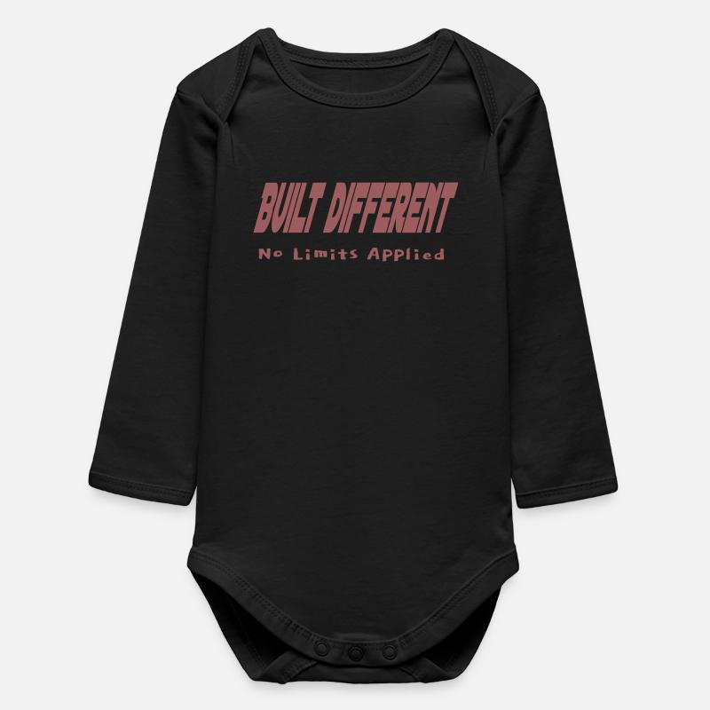 Built Different – No Limits Applied - Baby Organic Long-Sleeved Bodysuit - black