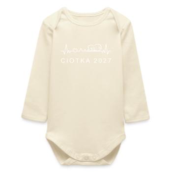 Aunt 2027 Heartbeat Pregnancy Polish - Baby Organic Long-Sleeved Bodysuit - soft Ecru - Front