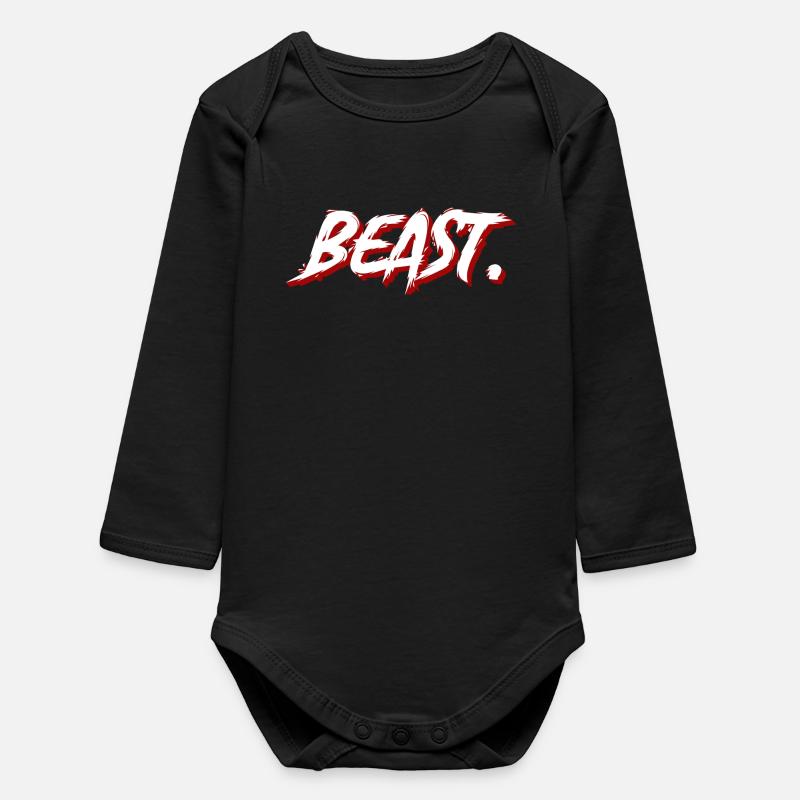 Beast Graffiti Pinseltext - Baby Organic Langarmbody - Schwarz