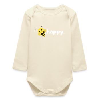 Abeille heureuse. Sois heureux. |conception d’abeille de jeu de mots drôle| - Body bébé manches longues biologique - écru doux - Devant